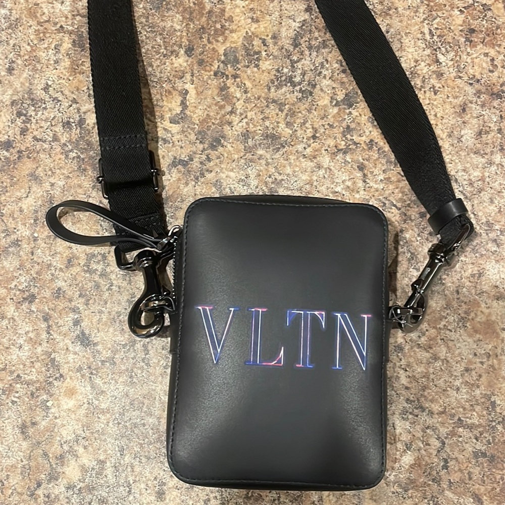 Valentino Garavani Mini Black bag with neon VLTN Logo